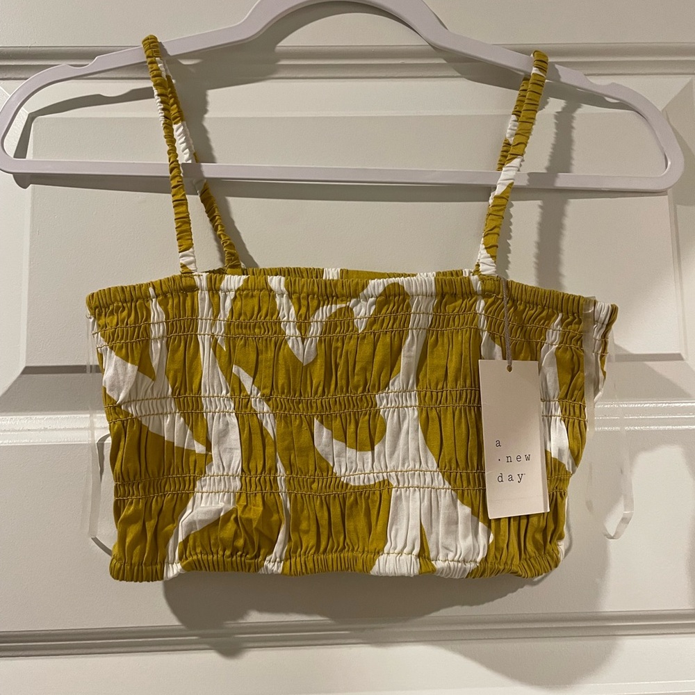 A New Day Yellow and White Patterned Crop Top